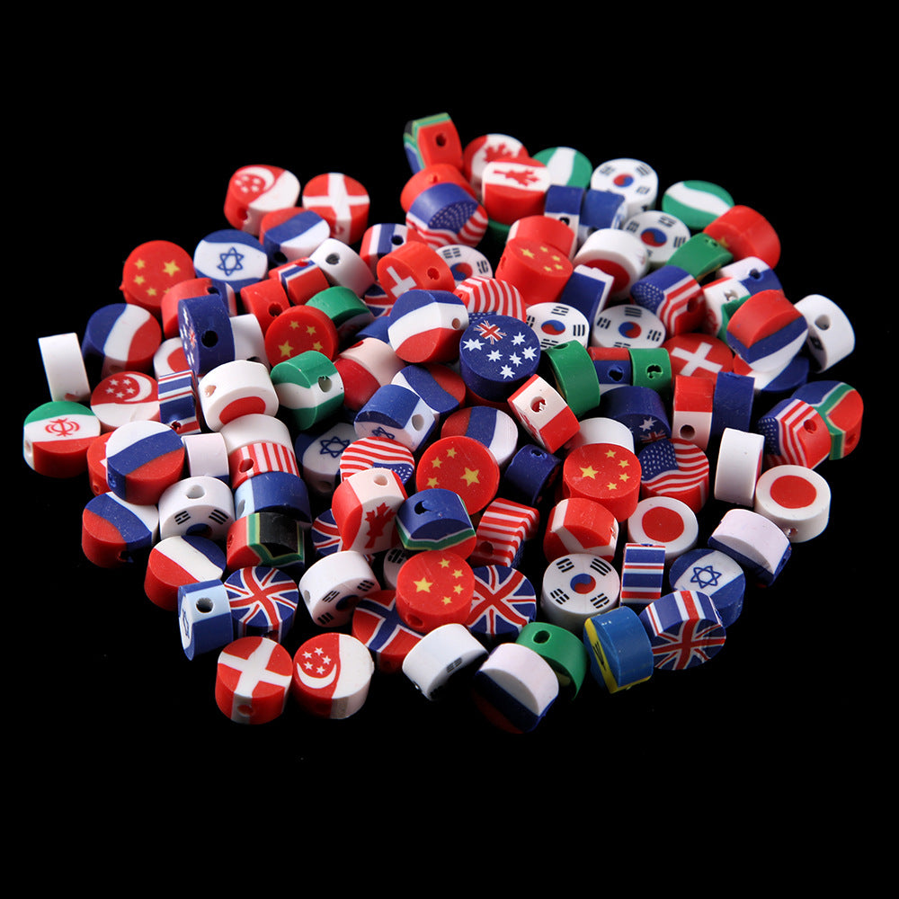 Malagmenta de 100 piezas/paquete Bandera nacional de 10 mm de cerámica suave mixta en rodajas de rodajas